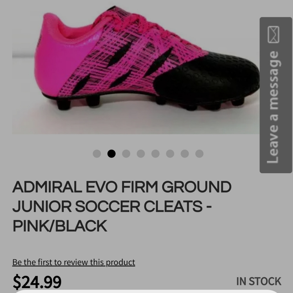 ADMIRAL Junior Soccer Cleats Pink/Black SZ 12 US